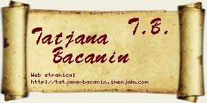 Tatjana Bačanin vizit kartica